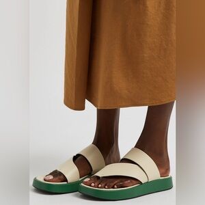 STAUD Fly Flatform Sandals Slides w Leather Strap and Platform Sole. Sz 38